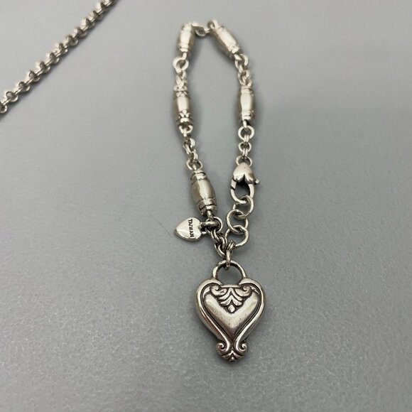 Brighton Blaire Heart Pendent Chain Necklace & Beaded Charm Bracelet Silver Tone - Picture 3 of 6